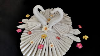 Towel art  How to Make Towel Swan [upl. by Yenterb]