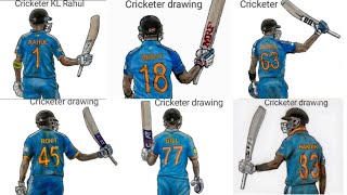 How to draw Six best Cricketer back side  How to draw cricket players from indian  Cricket drawing [upl. by Yrrah]