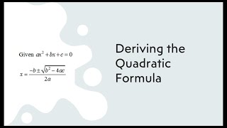 How to Derive the Quadratic Formula from the General Form  StepbyStep Explanation [upl. by Hiasi]