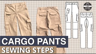 CARGO Pants for Men DIY  Complete Sewing Steps  PDF Patterns Boutique Sew Along [upl. by Nahallac]