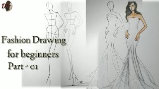 Tutorial  fashion illustration drawing steps for beginners fashion croquis possess drawing [upl. by Crowley]