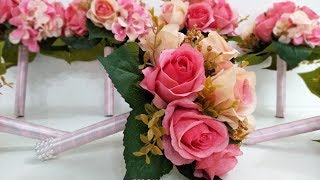 Como Fazer Buquê de Flores de Noiva Para Casamento Com Rosas Artificiais Montar um Buquê [upl. by Giustina]