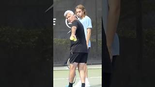 Stefanos Tsitsipas with Apostolos Tsitsipas Tennis Practice at The Academy tennis practice coach [upl. by Ericha538]