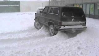 Chevy K5 Blazer drifting in deep snow [upl. by Avril]