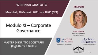 Master in Diritto Societario  Modulo XI Corporate Governance [upl. by Nollaf]