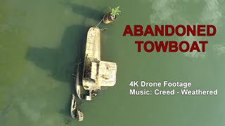 Abandoned Beattys Navy Fleet TowboatCrane At Maysville Kentucky  4K Drone Footage  Extended [upl. by Ocram87]