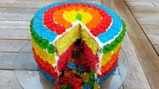 RAINBOW GUMMY BEAR PIÑATA CAKE [upl. by Ymrots774]