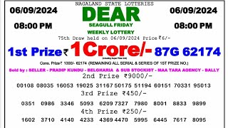 🔴 Dear Evening 0800 PM Nagaland State Lottery Result Today ll Date06092024 ll [upl. by Yaffit656]