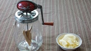 Making butter by hand with Dazey Butter Churn [upl. by Anavi934]