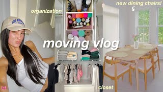 MOVING VLOG🪑 aesthetic closet  bathroom organization  wayfair dining chairs  amazon haul [upl. by Mainis]