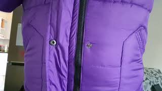 zipping and unzipping purple puffer jacket [upl. by Elurd]