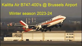 Brussels Airport Kalitta Air B747400F action at Brussels Airport winter season 202324 [upl. by Sikras278]