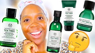 The Body Shop TEA TREE Skincare ROUTINE THE BODY SHOP TEA TREE Collection Review [upl. by Itsirhc]