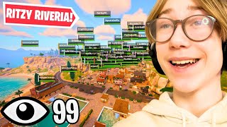 JAG FICK 100 SPELARE ATT LANDA I RITZY RIVIERA I FORTNITE SJUKT [upl. by Laurens]