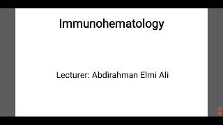 Immunohematology blood transfusion science lecture 1 [upl. by Chouest]