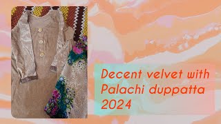 decent velvet with palachi duppata suits\open shirt linen long piece \sleevesneckdaman ideas [upl. by Levina648]