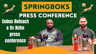 SPRINGBOKS Brisbane player interviews Cobus Reinach amp Ox Nche [upl. by Hoj133]