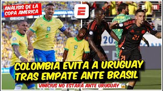 Partidazo de COLOMBIA y James ante BRASIL que irá en 4tos frente Uruguay sin VINÍCIUS  Copa América [upl. by Ayotaj]