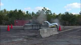 crash testkit based concrete jersey barrier tiltswivel arm barrier crash test certification 2 [upl. by Nnylirak]