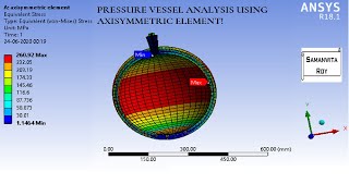 Pressure Vessel Analysis I Axisymmetric Element I Static Structural I ANSYS Workbench [upl. by Arracahs847]