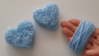 Easy Pom Pom Heart Making Idea with Fingers❤How to Make a Heart from String✔Beautiful And Easy [upl. by Winou233]