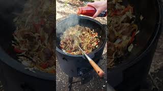 gulasch kazan rezept food fleisch onepotmeal outdoor [upl. by Harrak]