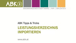 TippsampTricks Leistungsverzeichnis importieren in ABK8 [upl. by Nahgam]