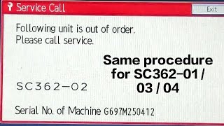 Ricoh MP C2003 2004 IM C2000 How to fix SC36201 SC36202 SC36203 or SC36204 error code [upl. by Araet]