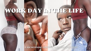 WORK DAY IN THE LIFE VLOG morning routine leg day workout [upl. by Nahguav501]