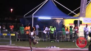 Lashauntea Moore wins womens 100m in Guadeloupe [upl. by Atikahc]