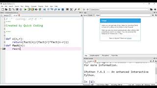 Program to find ncr using Python [upl. by Najib]