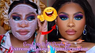 🔥THE MOST Extreme Transformation EVER 💙Blue Smokey Eye Makeup Tutorial 💇🏾‍♀️ Hurela Hair💇🏾‍♀️ [upl. by Annez]