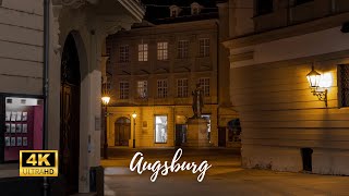 Walking in Augsburg at Night  One of Germany’s Oldest Cities  4K 60fps [upl. by Parthinia]