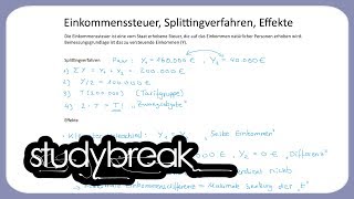 Einkommensteuer Splittingverfahren Effekte  Steuerlehre [upl. by Acireh799]