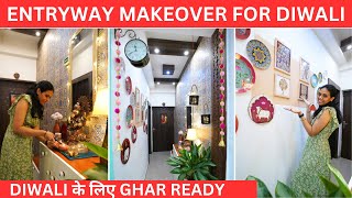 Indian Entryway Makeover On A Budget  DIY Makeover of Foyer For DIWALI [upl. by Sucramej]