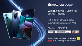 motorolaedge30  Worlds Slimmest 5G Smartphone  From ₹25999 Sale starts 19th May [upl. by Octavus]