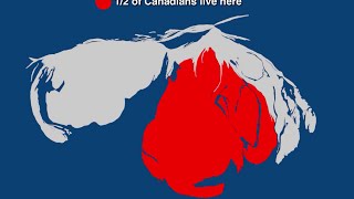 Half of Canadas Population Lives in the Red Animated Map [upl. by Dnomde]