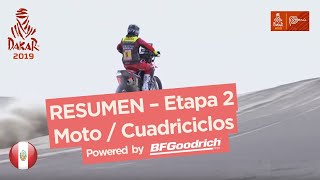 Resumen  MotoCuadriciclos  Etapa 2 Pisco  San Juan de Marcona  Dakar 2019 [upl. by Yentruocal]