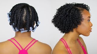 Flat Twist Out With Perm Rods on Short Natural Hair  Perfect for Heat DamagedTransitioning Hair [upl. by Bicknell505]