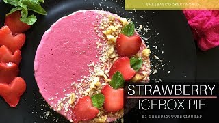 Strawberry Icebox Pie Video  Healthy Frozen Dessert Recipe  No Bake Strawberry Pie Dessert [upl. by Erin899]