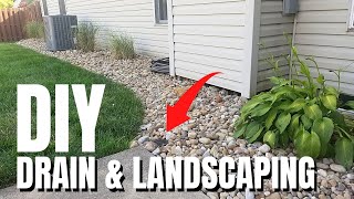 DIY French Drain amp Landscaping  River Rock  Yard Drainage Solution [upl. by Musihc]