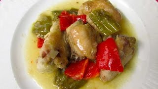 POLLO CON PIMIENTOS EN CAZUELA  RECETA CASERA [upl. by Odnumyer157]