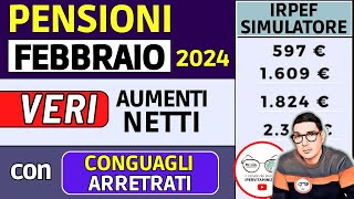 PENSIONI FEBBRAIO 2024 ➜ IMPORTI NETTI PIÙ ALTI con RIFORMA IRPEF ✅ AUMENTI ARRETRATI CONGUAGLI [upl. by Bryce]