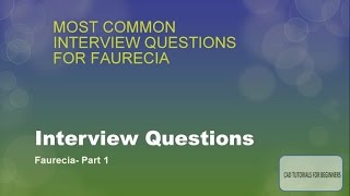 Interview Questions  Faurecia PART 1 [upl. by Adnana]