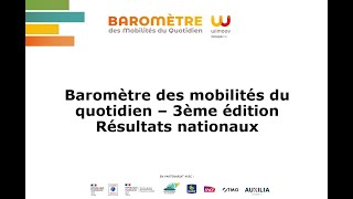 Synthèse des résultats Baromètre des Mobilités du Quotidien 3e édition [upl. by Norraj]