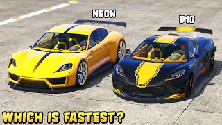 GTA 5  PFISTER NEON vs COQUETTE D10  Which is Fastest [upl. by Lucic984]