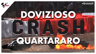 Quartararo and Dovizioso BritishGP CRASH [upl. by Ibby]