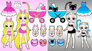 Pink Pregnant VS Blue Pregnant 🌈 Barbie Transformation Handmade  DIY Arts amp Paper Crafts [upl. by Lamarre722]