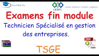 Examen fin module  Technicien Spécialisé en gestion des entreprises  TSGE OFPPT [upl. by Roarke]