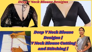 Deep V Neck With Belt Blouse  Deep V Neck Blouse Designs V Neck Blouse Cutting and Stitching [upl. by Walley]